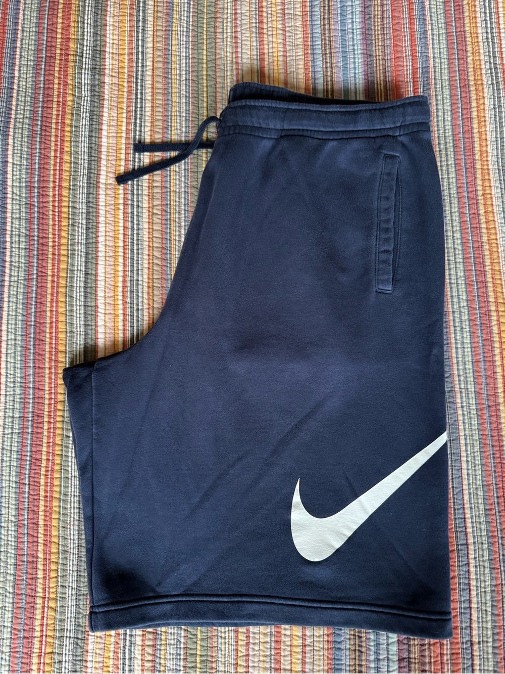 Nike Men's 3XLT Navy Blue Fleece Athletic Shorts drawstring elastic big swoosh - Picture 15 of 15